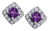 White Gold Amethyst, Diamond Stud Earrings