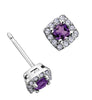 White Gold Amethyst, Diamond Stud Earrings