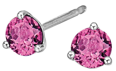 White Gold Pink Topaz Stud Earrings.