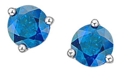 White Gold Blue Topaz Stud Earrings.