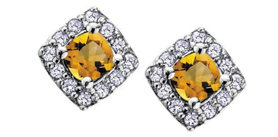 White Gold Citrine Stud Earrings