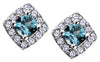 White Gold Blue Topaz, Diamond Stud Earrings