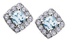 White Gold Aquamarine, Diamond Stud Earrings