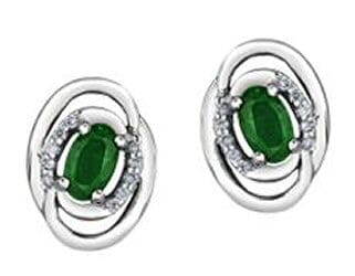 White Gold Emerald, Diamond Stud Earrings