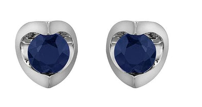 White Gold Blue Sapphire Stud Earrings.