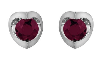 White Gold Ruby Stud Earrings.