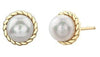 Yellow Gold Pearl Stud Earrings.