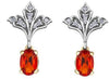 White Gold Fire Opal, Diamond Drop Earrings