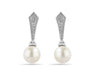 White Gold Pearl, Diamond Stud Earrings.