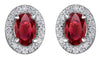 White Gold Ruby, Diamond Stud Earrings.