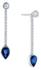 White Gold Blue Sapphire, Diamond Drop Earrings