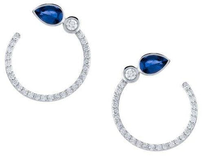 White Gold Blue Sapphire, Diamond Earrings