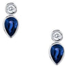 White Gold Blue Sapphire, Diamond Stud Earrings