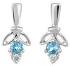 White Gold Blue Topaz, Canadian Diamond Stud Earrings