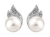 White Gold Pearl, Diamond Stud Earrings.