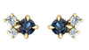 Yellow Gold Blue Sapphire, Canadian Diamond Earrings.