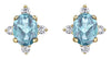 Yellow Gold Aquamarine, Diamond Stud Earrings