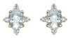 Yellow Gold White Topaz, Diamond Stud Earrings