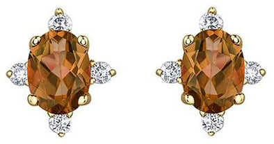 Yellow Gold Citrine, Diamond Stud Earrings