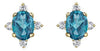 Yellow Gold Blue Topaz, Diamond Stud Earrings