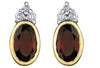 Yellow Gold Garnet, Diamond Earrings.