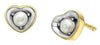 Yellow Gold Pearl Heart Stud Earrings.