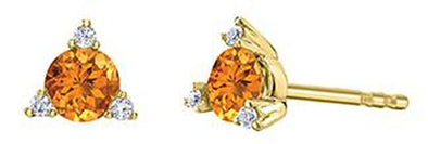 Yellow Gold Citrine, Diamond Stud Earrings.