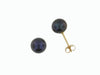 Yellow Gold Cultured Freshwater Black Pearl Stud Earrings.6.0 - 6.5mm Pearls.