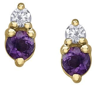 Yellow Gold Amethyst, Diamond Earrings