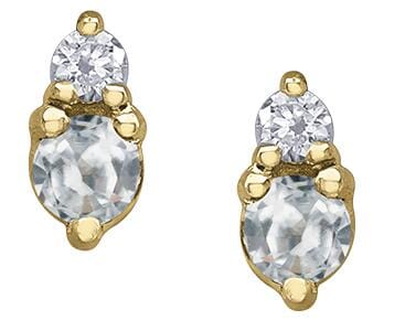 Yellow Gold White Topaz, Diamond Earrings