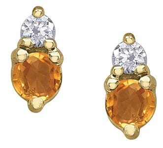 Yellow Gold Citrine, Diamond Earrings