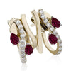 Yellow Gold Ruby, Diamond Drop Earrings