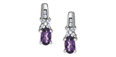 White Gold Amethyst, Diamond Drop Earrings