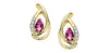 Yellow Gold Pink Tourmaline, Diamond Drop Earrings