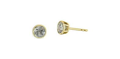 Yellow Gold White Topaz Stud Earrings.