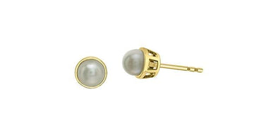 Yellow Gold Pearl Stud Earrings.