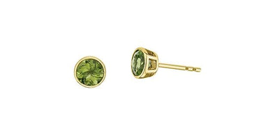 Yellow Gold Peridot Stud Earrings.