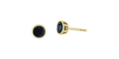 Yellow Gold Blue Sapphire Stud Earrings.