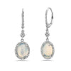 White Gold Opal, Diamond Lever Back Earrings