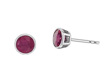 White Gold Ruby Stud Earrings.