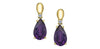 Yellow Gold Amethyst, Canadian Diamond Drop Earrings