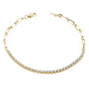 Yellow Gold Diamond Paperclip Tennis Bracelet.