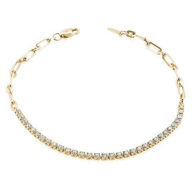 Yellow Gold Diamond Paperclip Tennis Bracelet.