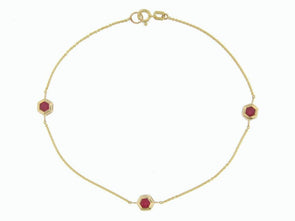 Yellow Gold Ruby Station Bracelet.