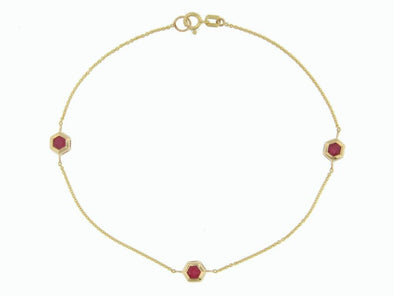 Yellow Gold Ruby Station Bracelet.