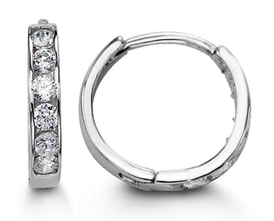 White Gold Cubic Zirconia Huggie Earring Bella