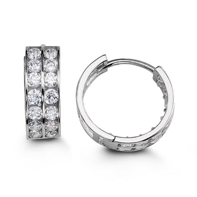 White Gold Cubic Zirconia Huggie Earring Glam