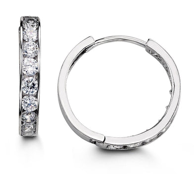 White Gold Cubic Zirconia Huggie Earring Bella