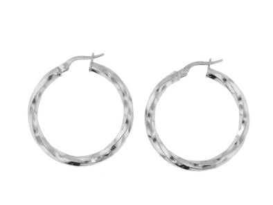 White Gold Twisted Hoop Earring