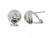 White Gold Diamond-Cut Button Omega Back Earrings.